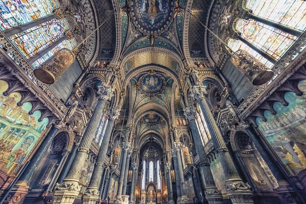 Dentro Basílica Notre Dame Fourviere Lyon França — Fotografia de Stock