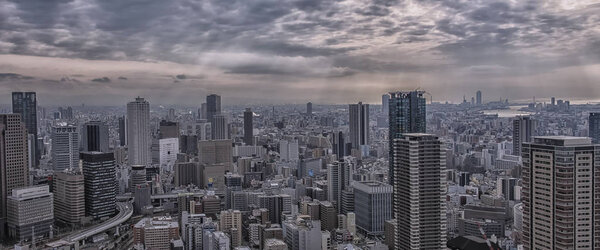 Osaka city panorama in Japan