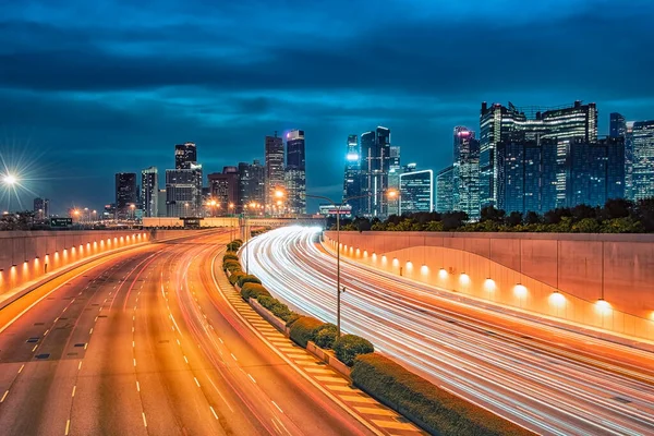 Singapura Cidade Noite — Fotografia de Stock