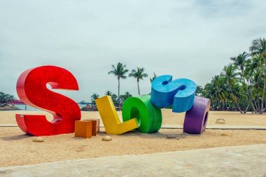 Siloso beach in Sentosa island, Singapore clipart
