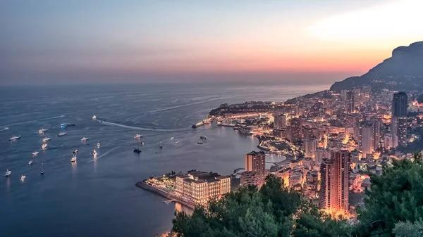 Mónaco Riviera Francesa Por Noche — Foto de Stock