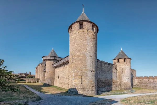 Fransa Nın Ortaçağ Eski Carcassonne Kasabasının Manzarası — Stok fotoğraf