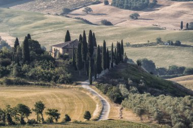 Val D 'Orcia, Toskana, İtalya' da manzara