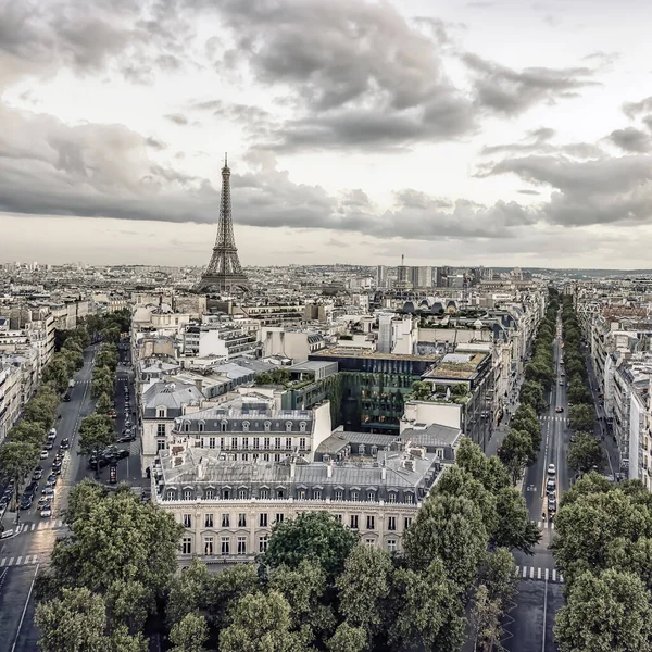 Parijs Bij Zonsondergang Met Eiffeltoren — Stockfoto