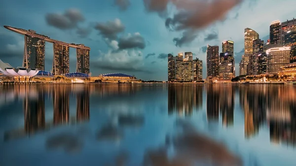 Vista Marina Bay Atardecer Singapore City Singapur — Foto de Stock