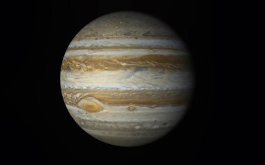 Siyah ile izole edilmiş Jüpiter Gezegeni (NASA tarafından döşenmiş bu görüntünün elementleri). 3B görüntüleme