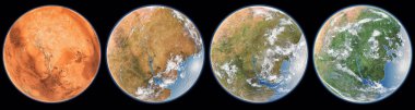 Mars Terraforming step (NASA tarafından desteklenen bu görüntünün elementleri). 3B görüntüleme