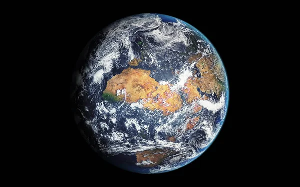 以黑色分隔的地球行星 Nasa提供的图像元素 3D渲染 — 图库照片