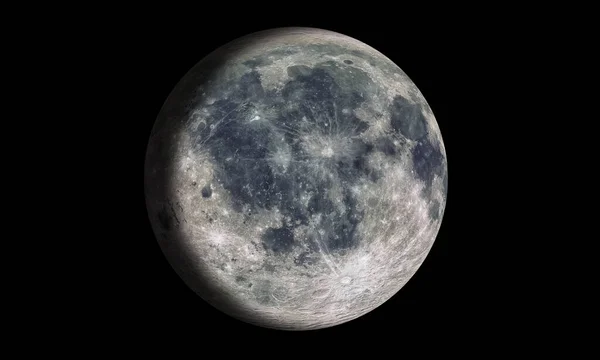 Luna Aislada Negro Elementos Esta Imagen Proporcionados Por Nasa Renderizado — Foto de Stock