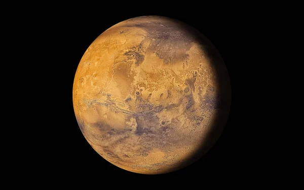 Планета Марс Изолирована Черном Цвете Элементы Этого Изображения Предоставлены Наса — стоковое фото