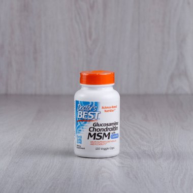 Kamyanets-Podilskyi, Ukrayna - 25 Ağustos 2020: Doctor 's Best, Glucosamine Chondroitin MSM ile OptiMSM, 120 Veggie Caps