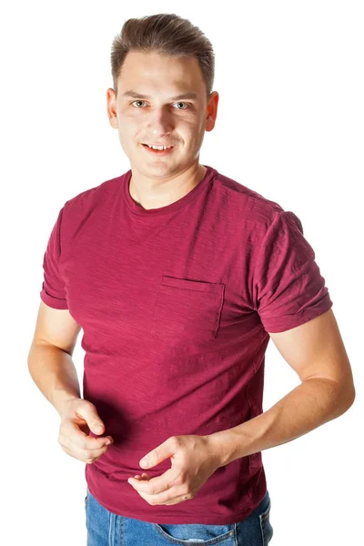 Jovem Bonito Homem Com Braços Cruzados Sorrindo Para Câmera — Fotografia de Stock