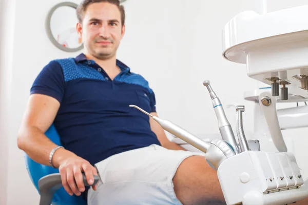 Crazy Patient Sitting Dental Chair — Stock Photo, Image