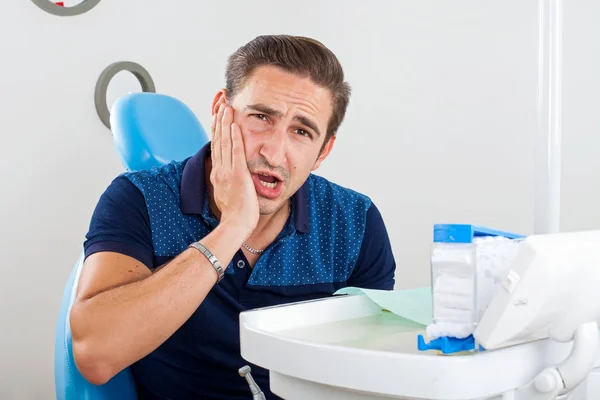 Crazy Patient Sitting Dental Chair — Stock Photo, Image