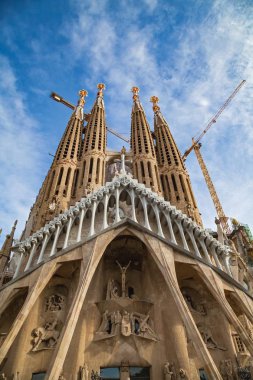 Barcelona, İspanya La Sagrada Familia Katolik Kilisesi'nin harika manzara resmi