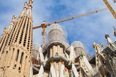 Barcelona, İspanya La Sagrada Familia Katolik Kilisesi'nin harika manzara resmi