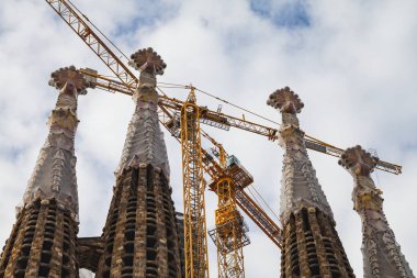 Barcelona, İspanya La Sagrada Familia Katolik Kilisesi'nin harika manzara resmi