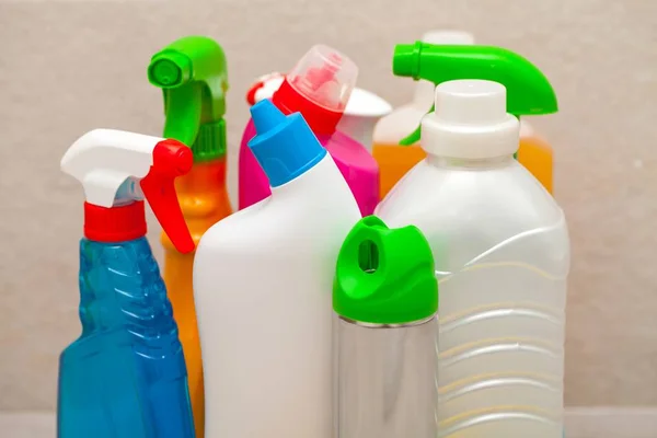 Colorful Bottles Cleaning Products — Stock Photo, Image