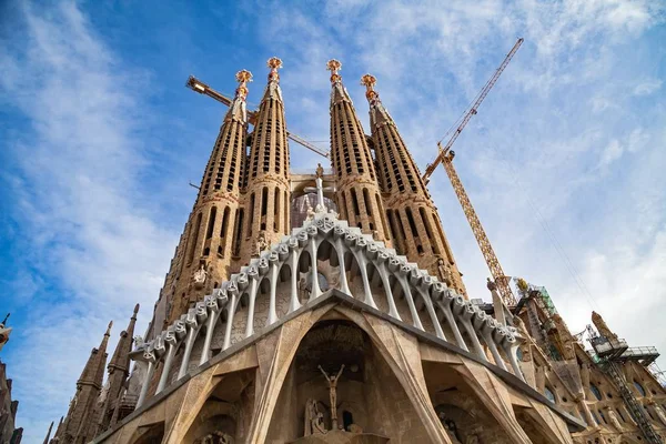 Maravilloso Panorama Iglesia Católica Sagrada Familia Barcelona España — Foto de Stock