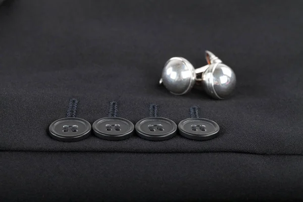 Erkek Takım Elbise Kol Gümüş Kol Düğmesi Resmi Kadar Kapatın — Stok fotoğraf