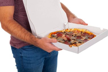 Resim lezzetli Pizza salam ve mantar ile