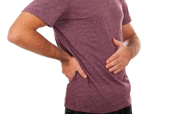 Close Picture Young Man Having Serious Back Pain — Stock Photo, Image