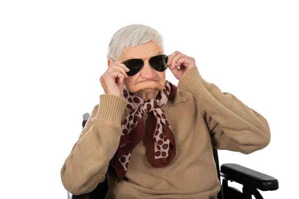 Cega mulher idosa — Fotografia de Stock