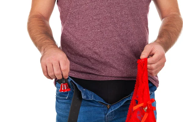 Man with unzipped pants — Stock Photo, Image