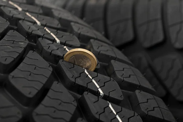 Close Picture Brand New Black Automobile Tyre — Stock Photo, Image