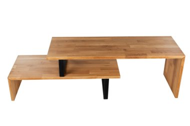 İzole edilmiş arka planda modern ahşap masa resmi