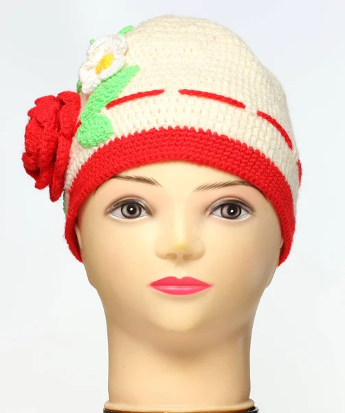 Colored Knitted Children Winter Hat Made Wool — Stock Photo, Image