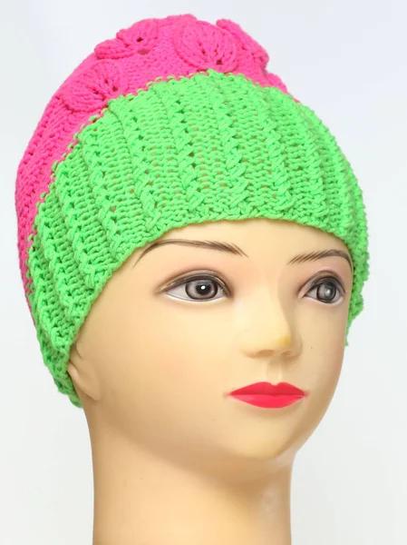 Colored Knitted Children Winter Hat Made Wool — Stock Photo, Image