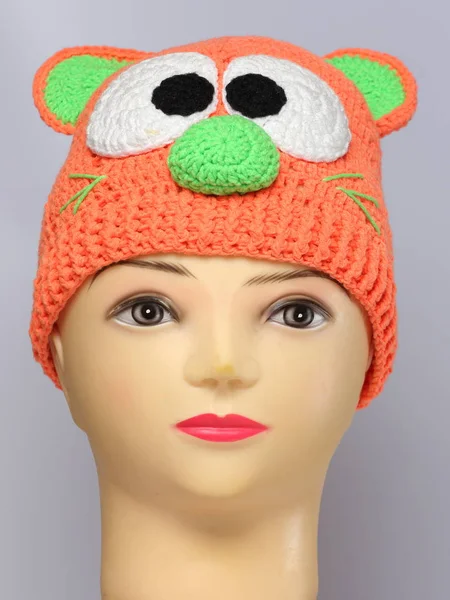 Colored Knitted Children Winter Hat Made Wool — Stock Photo, Image