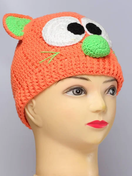 Colored Knitted Children Winter Hat Made Wool — Stock Photo, Image