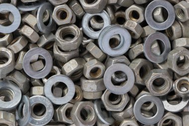 arka plan doku dizi galvanizli altıgen somun ve halkalar