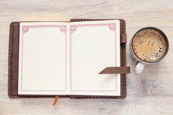 Organizador Con Una Taza Caféen Fondo Escritorio Con Espacio Copia — Foto de Stock