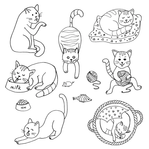Εικονογράφηση Διάνυσμα Σύνολο Γάτα Εικονογράφηση Φορέα Για Σχεδιασμό Σας — Διανυσματικό Αρχείο