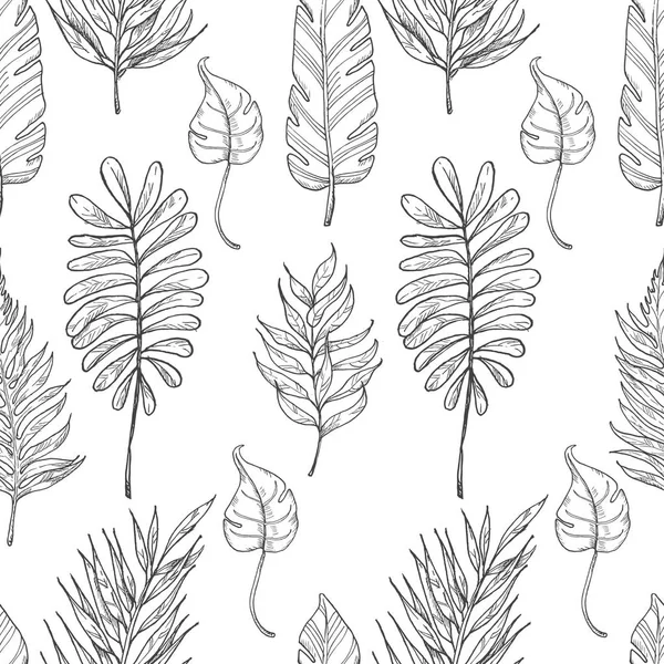 Seamless Pattern Tropical Leaves Vector Illustration Your Design — Stock Vector