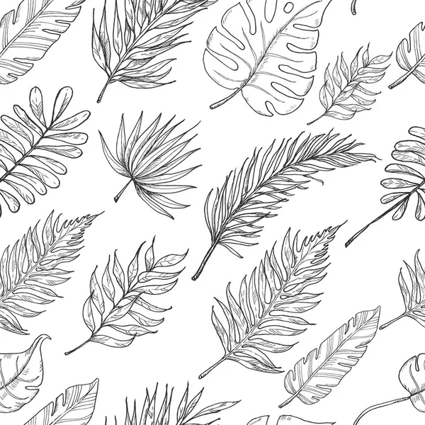 Seamless Pattern Tropical Leaves Vector Illustration Your Design — Stock Vector