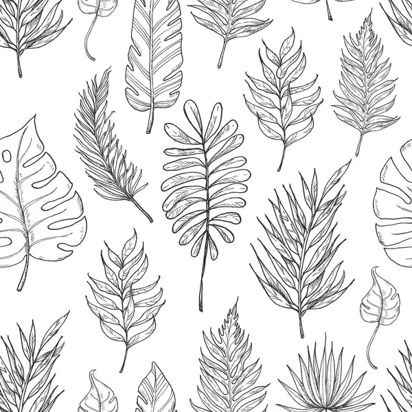 Modèle Sans Couture Avec Des Feuilles Tropicales Illustration Vectorielle Pour — Image vectorielle