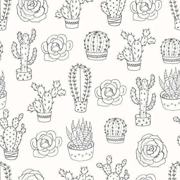 Kaktüsler ve succulents ile Seamless Modeli