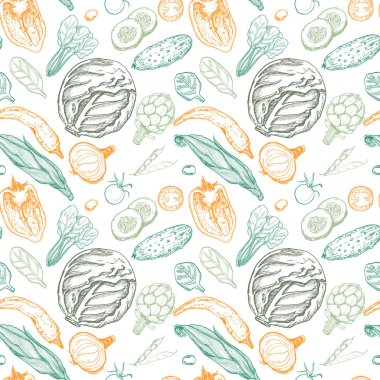 Vektör sebze ile seamless modeli. Vektör çizim tasarımınız için