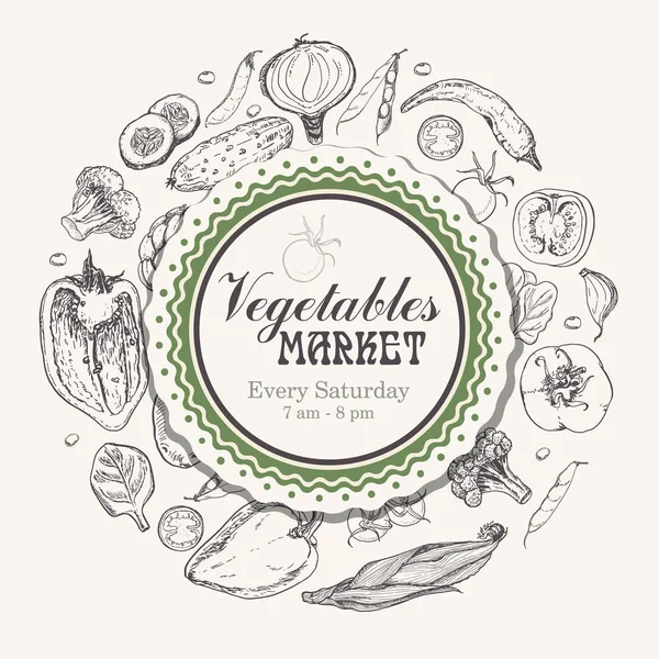 Círculo Vectorial Verduras Nuevo Diseño Para Mercado Verduras Ilustración Vectorial — Vector de stock