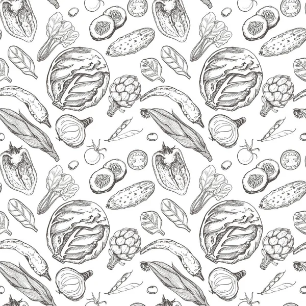 Векторний Безшовний Візерунок Овочами Векторні Ілюстрації Вашого Дизайну — стоковий вектор