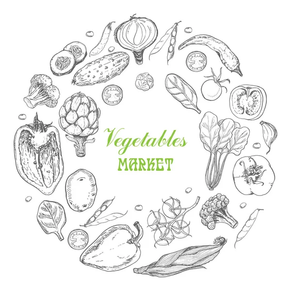 蔬菜的矢量环 蔬菜市场的新设计 — 图库矢量图片
