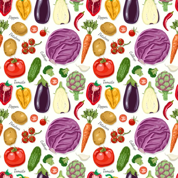 Векторный Бесшовный Рисунок Овощами Векторная Иллюстрация Вашего Дизайна — стоковый вектор