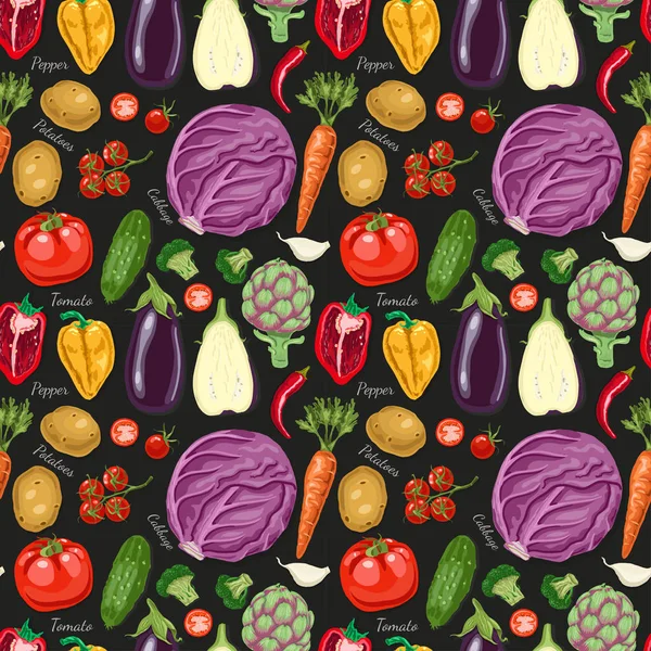 Modèle Vectoriel Sans Couture Avec Des Légumes Illustration Vectorielle Pour — Image vectorielle