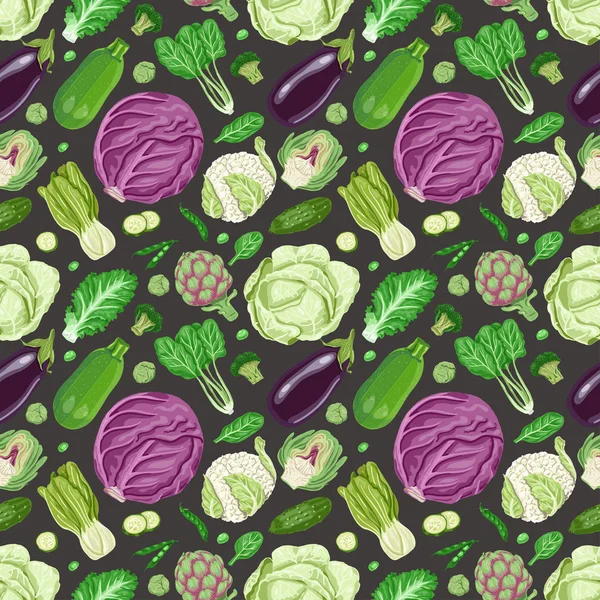 Modèle Vectoriel Sans Couture Avec Des Légumes Illustration Vectorielle Pour — Image vectorielle