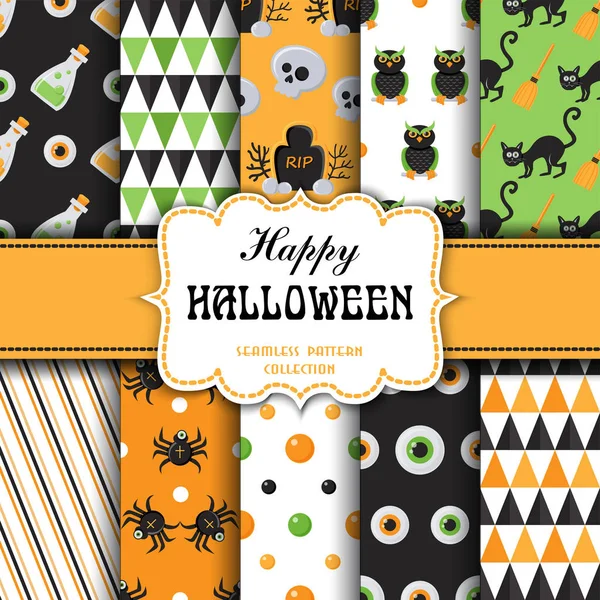 Naadloze Patroon Met Halloween Elementen Vectorillustratie Voor Ontwerp — Stockvector