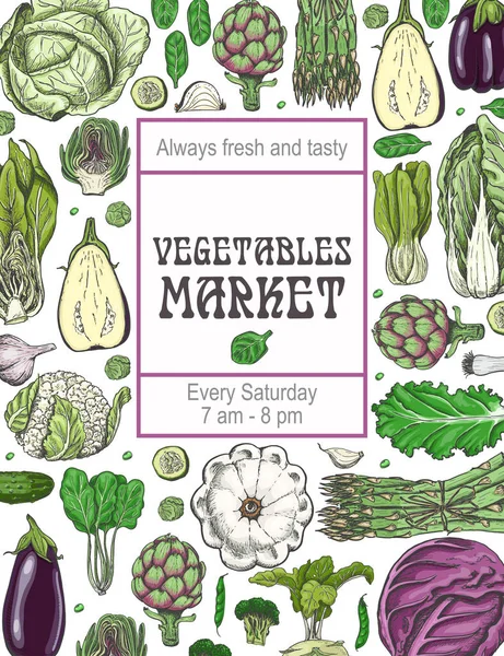 Un poster con varie verdure — Vettoriale Stock